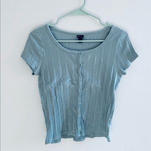 Girls Ribbed Button Front Shirt